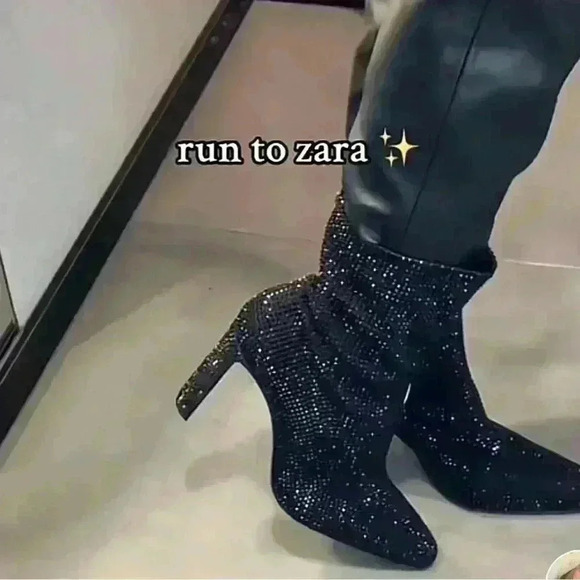 🔥🔥Zara Rhinestone booties - Picture 6 of 11